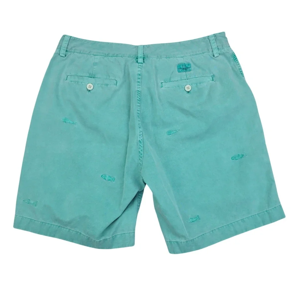 Vineyard Vines Island Short Mens 34 Mint Green Embroidered Fish Cotton Chino 7